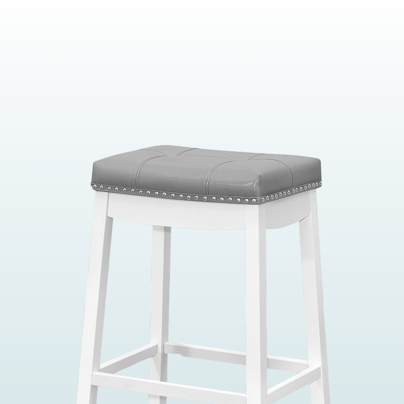 Tabouret de bar à quatre pieds Millen en blanc / gris (ensemble de 2), H 29,33 po x P 14,45 po x l 19,04 po