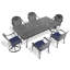 (Coussins de couleurs aléatoires) Ensemble de 7 meubles de patio en aluminium coulé avec coussins-427665499