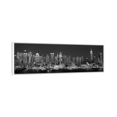 " Illuminated Skyline In B&W, Manhattan, New York City, New York "