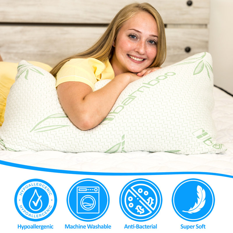 Rayon from Bamboo Cooling Memory Foam Plush Support Pillow, King
