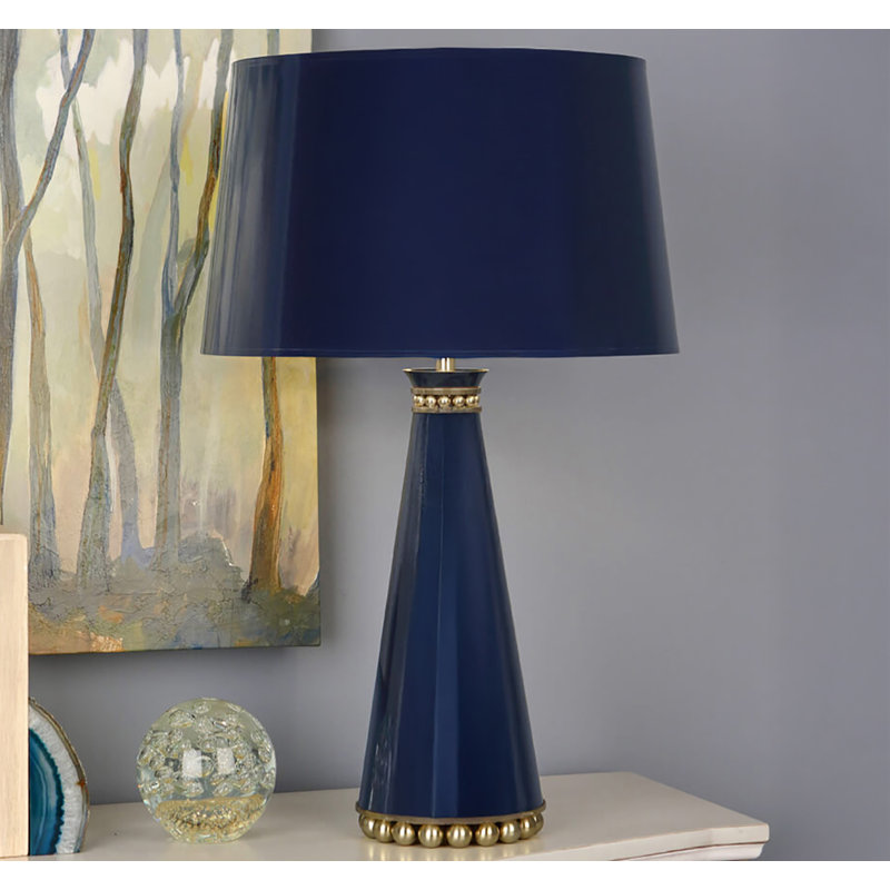 Pearl Table Lamp, Navy Brass Base/Navy Shade