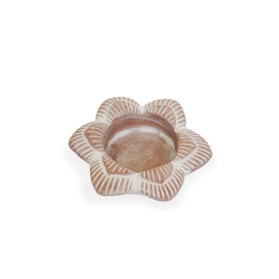 Porte-bougie thé terre cuite - Fleur