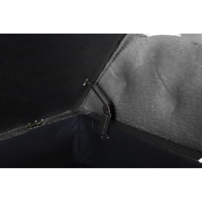 Repose-pieds de rangement rectangulaire de 63 po de largeur, Gris, Polyester