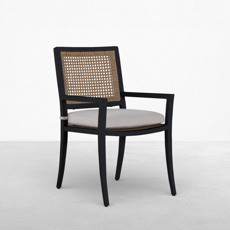 Fauteuil en aluminium et rotin des Bermudes, Welt + bourre standard, Perle Bali, Minuit et canne naturelle