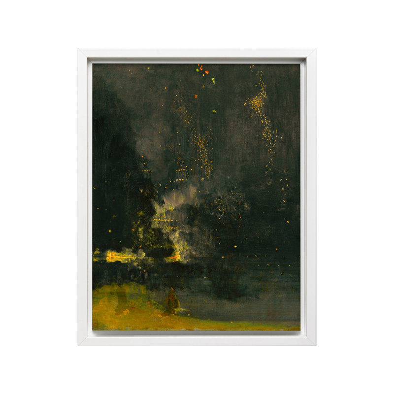 Nocturne en noir et or, Canvas, White Framed, 16"H x 20"W