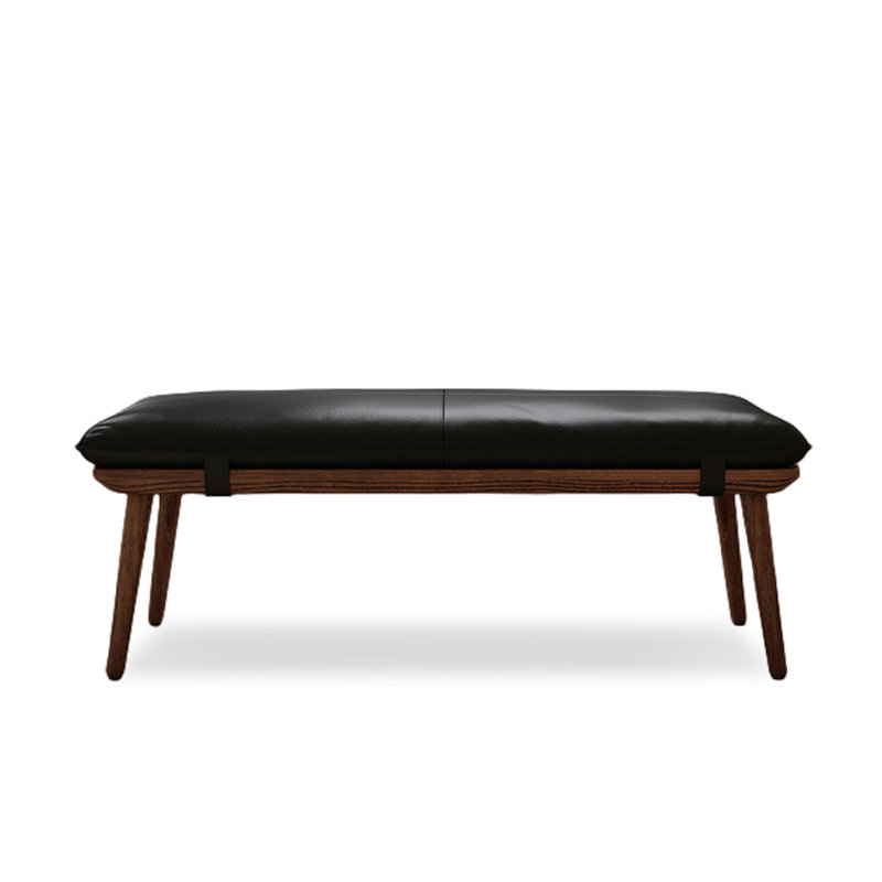 Banc avec revêtement, Noir, H 17,72 po x l 59,06 po x P 16,54 po