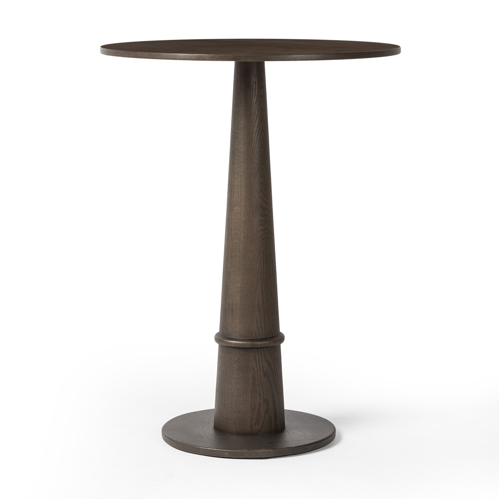 Beverly Round 32.00000'', Warm Gray Marble/Brown Oak, 36.5" H x 32" L x 32" W