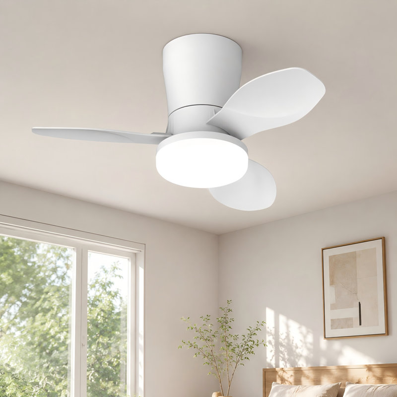 Ventilateur de plafond encastrable 25,6 po à 6 vitesses à intensité variable réversible à DEL avec télécommande et contrôle d'application