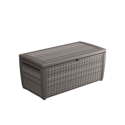 Coffre de rangement extérieur Keter Signature Collection de 512 litres (135 gallons) en résine durable, idéal pour le mobilier et les accessoires de jardin, gris brume.