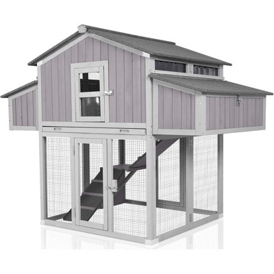 Large Chicken Coop - Unique Folding Design for Easy to Set Up - Chicken House for Outdoor with Two Nesting Box, Leakproof Pull-on Tray, and UV-Resistant Roof Panel