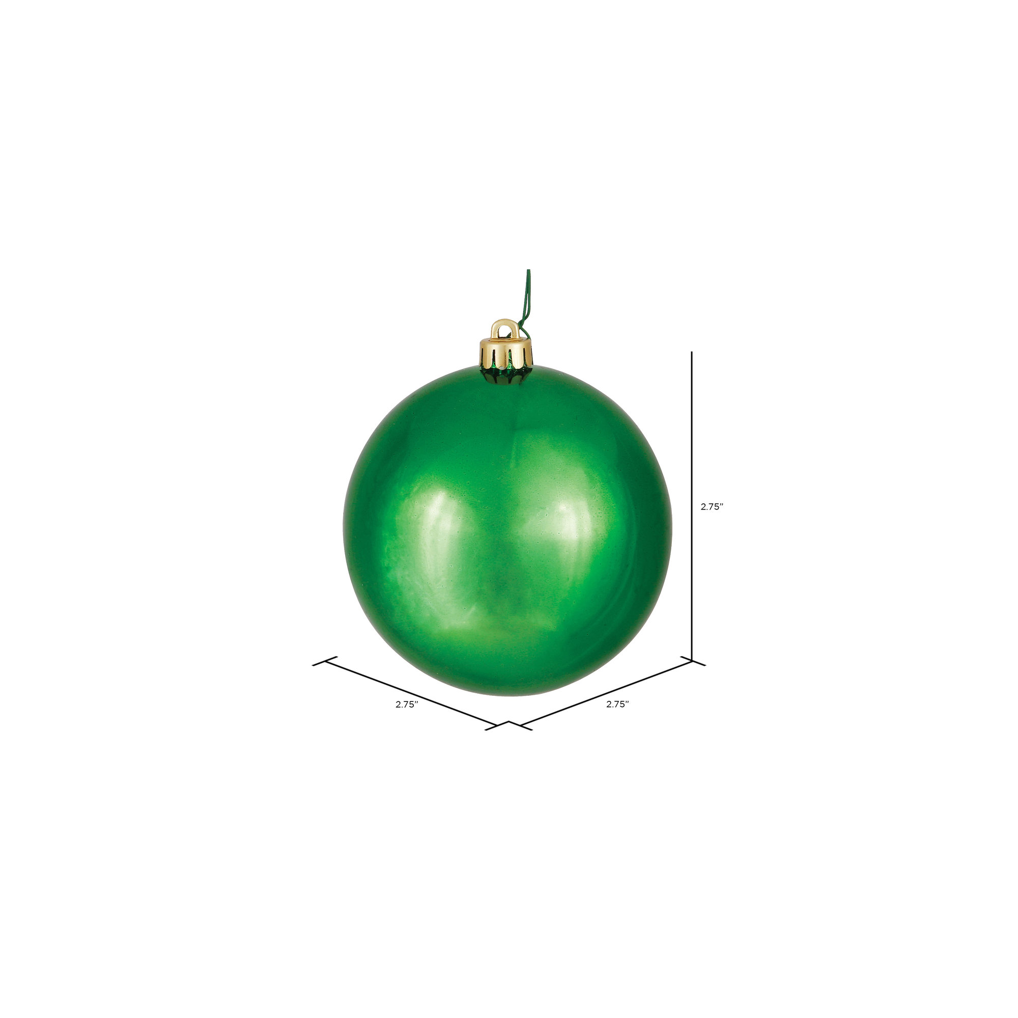 Holiday Décor Ball Ornament, 2.75" H x 2.75" W x 2.75" D, Green