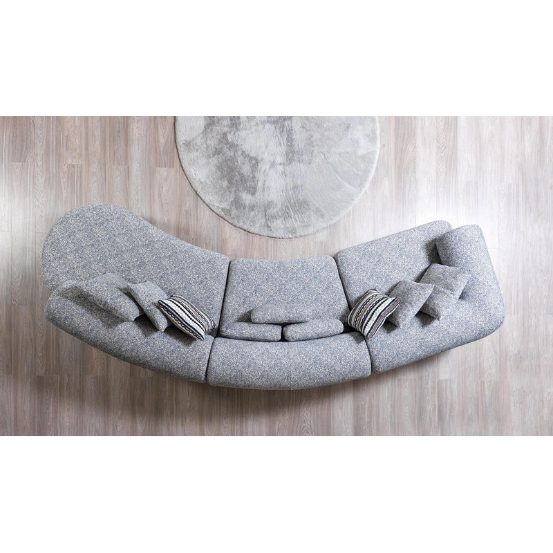 Canapé modulaire rembourré 3 pièces Leathie, Tissu bleu