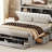 Wood Queen Size Platform Bed With Storage Headboard, Shoe Rack, And 4 Drawers For Maximum Space Utilization-217845904