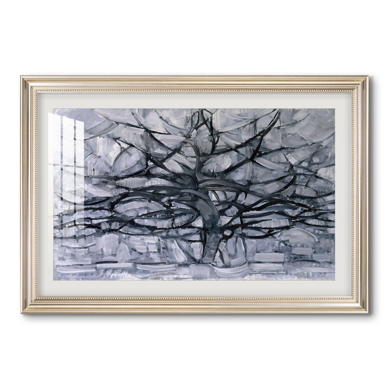 L'Arbre gris, 1911 - Piet Mondrian - Reproduction encadrée sur mesure, 28x40 INNER SIZE, Framed Print with Mat, Pewter Satin