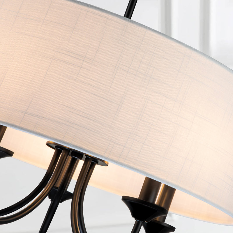 5 - Light Dimmable Drum Chandelier, Black