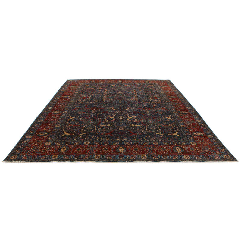 Tapis traditionnel bleu et rouille 9 x 12