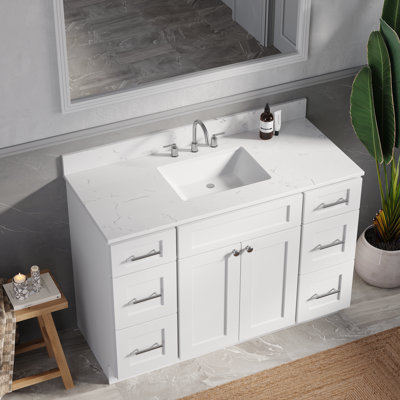 Meuble-lavabo simple 49 po avec comptoir en quartz de Carrare