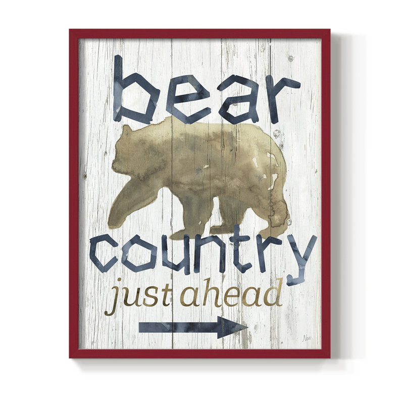 «Bear Country», reproduction encadrée - bois massif, H 11 po x l 9 po, Rouge