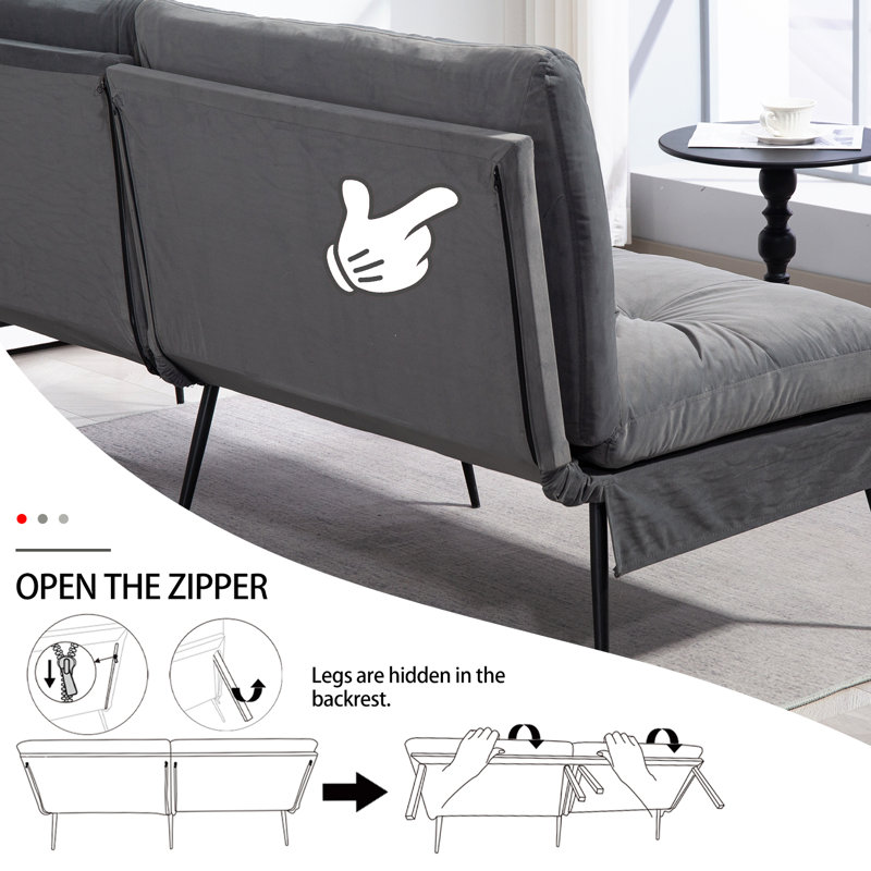 Causeuse-lit futon convertible, Polyester gris foncé
