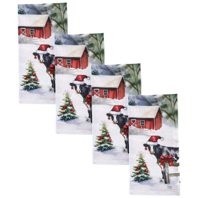  Ensemble de 4 serviettes de Noël à la ferme