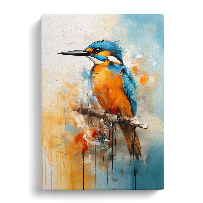 Kingfisher Gestural - Wrapped Canvas, 76cm H x 50cm W x 3cm D