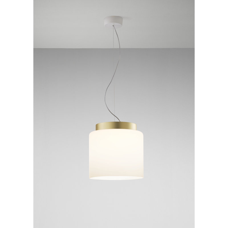 Segesta 1 - Light Drum Pendant, 300cm H x 36cm W x 36cm D, Opal White, Brass