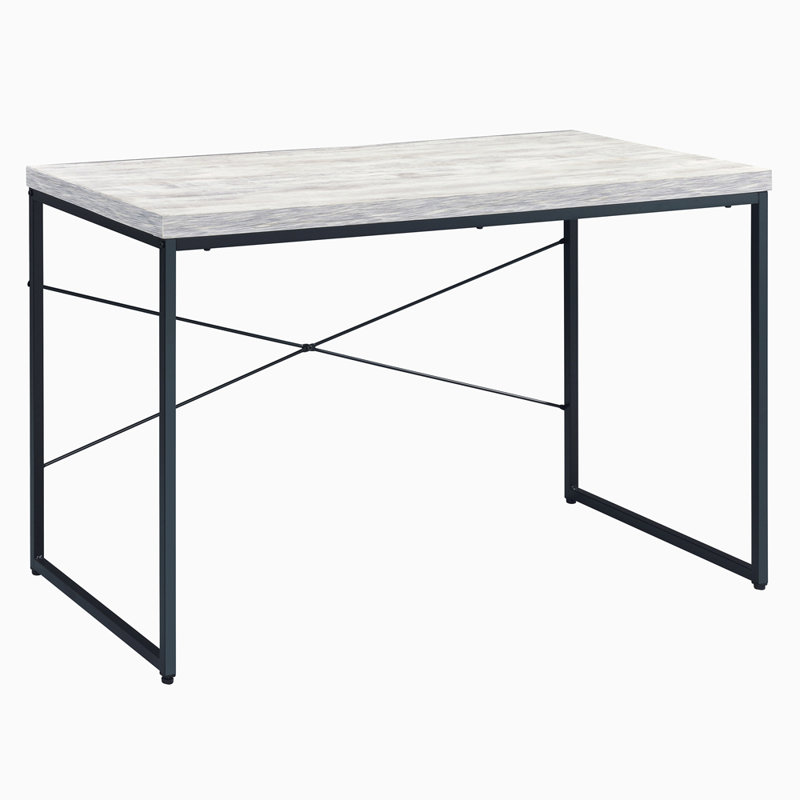 Bureau d'écriture antique blanc et noir avec base en métal