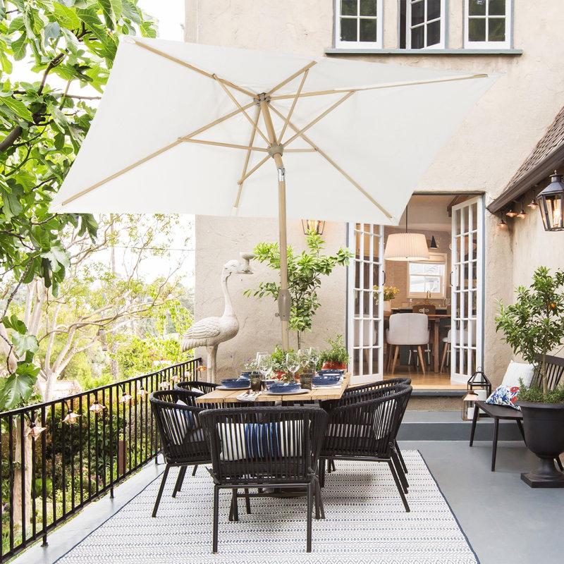 Bohon 210cm X 140cm Rectangular Market Parasol, Cream