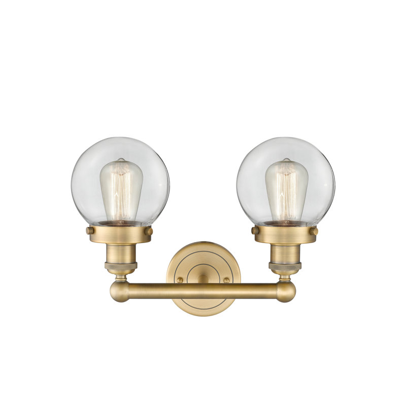 Éclairage pour meuble-lavabo à 2 lumières à intensité variable Alfonsa, Transparent, Laiton brossé
