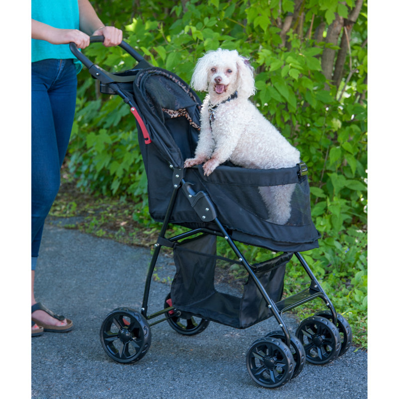 Black Foldable Pet Stroller with Panoramic Window