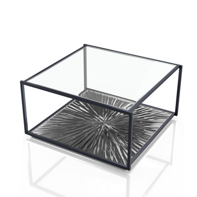 Aureum Modern Metal Coffee Table with Sunburst Base