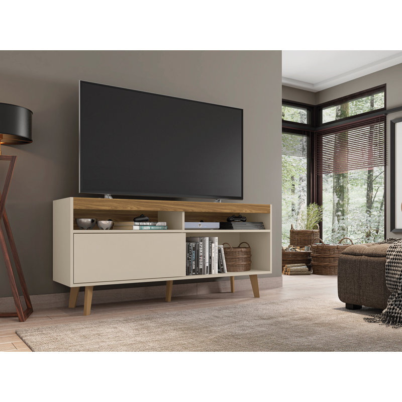 Kaisa Unfinished TV Stand for TVs up to 50", Beige/Oak