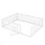 Cadre de lit grand lit en bois avec clôture et porte, blanc-1891624641