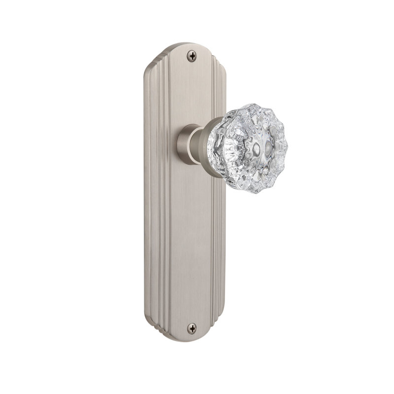 Deco Plate with Crystal Door Knob, 2 3/8, Satin Nickel