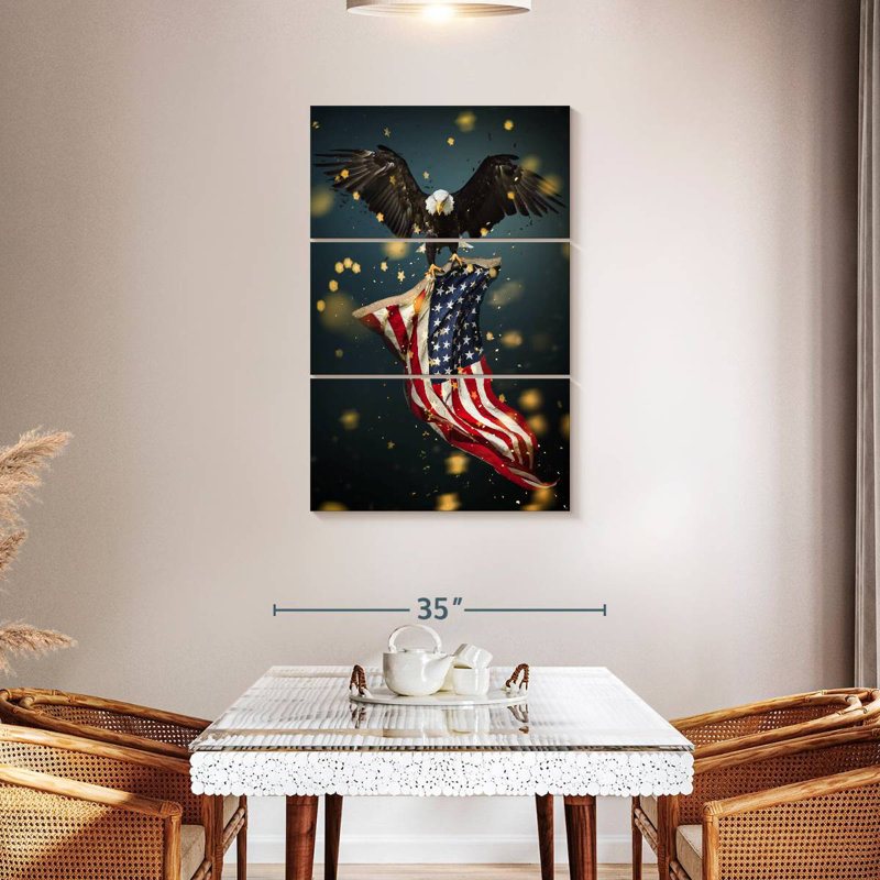 Borges Eagle Carrying USA Flag, 23" H x 14" W