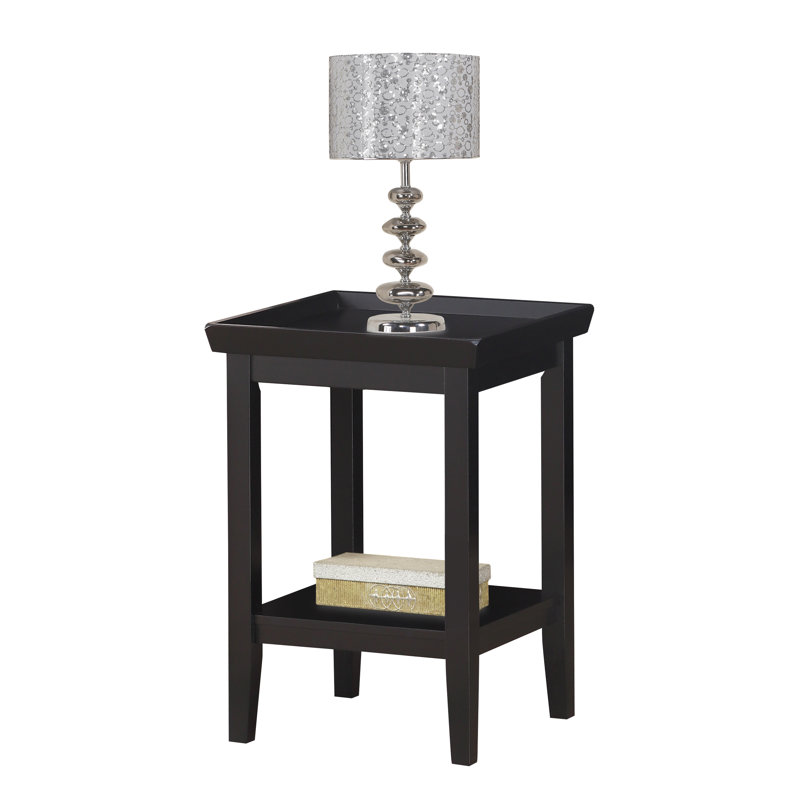 Table de bout avec plateau de rangement Gwen, Noir, Noir