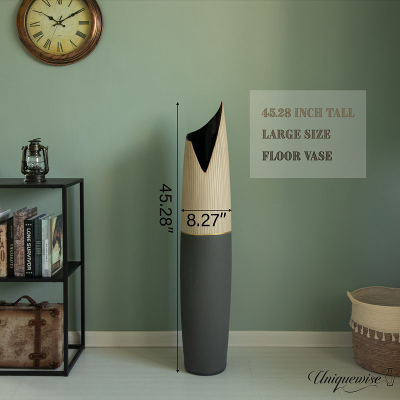 Vase de plancher en céramique fabriqué à la main, H 45 po x l 8 po x P 8 po