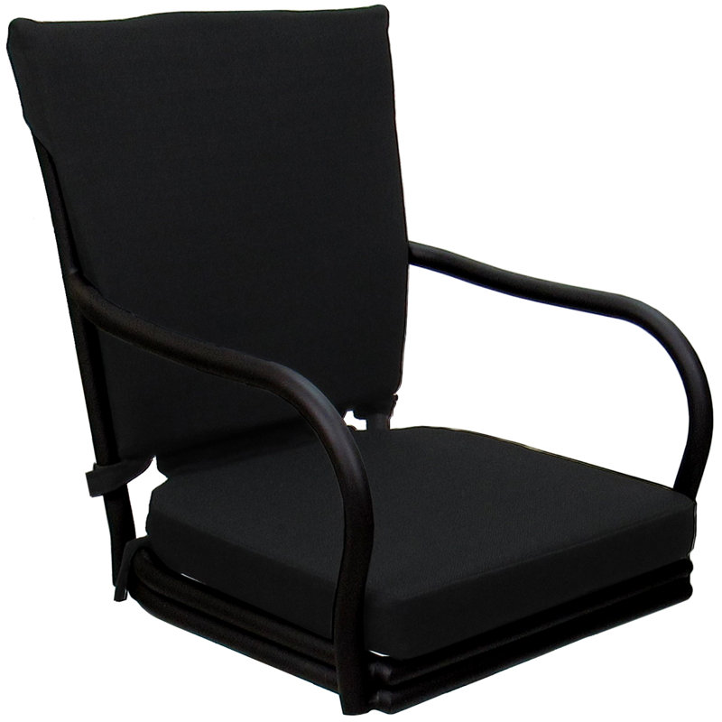 Tabouret d'extérieur en aluminium avec coussin Travisha, Noir, Noir, 30"