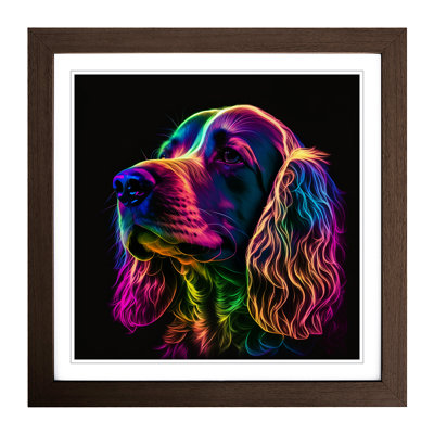 Cocker Spaniel Neon Art - Framed Print