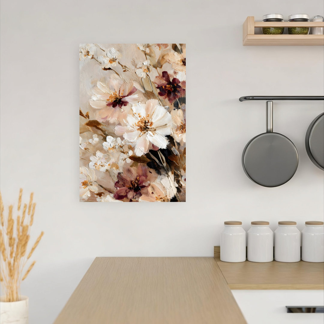Painted Neutral Floral I Contemporary Delicate Elegant Nature Wall Art Print