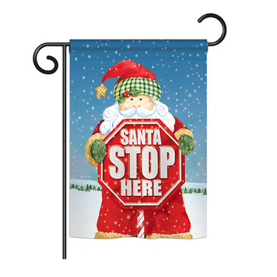 « père noël stop here », impression de noël sur 2 côtés 19 po x 13 po drapeau de jardin