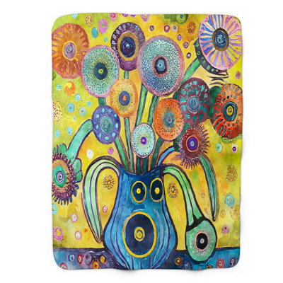 Kaleidoscopic Dandelion Carnival Throw Blanket