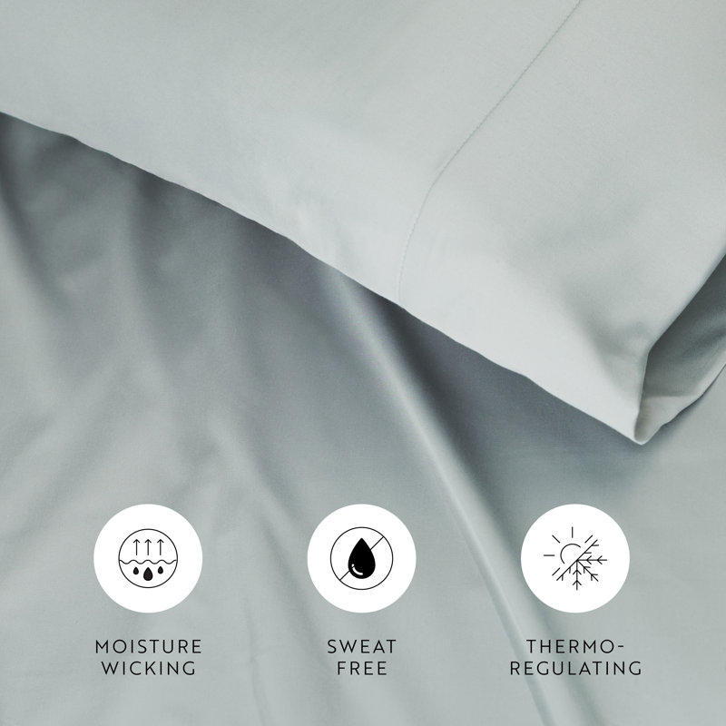 Pillow Case Cooling 100% Rayon From Bamboo Silky Soft, Light Blue, Standard Pillowcases