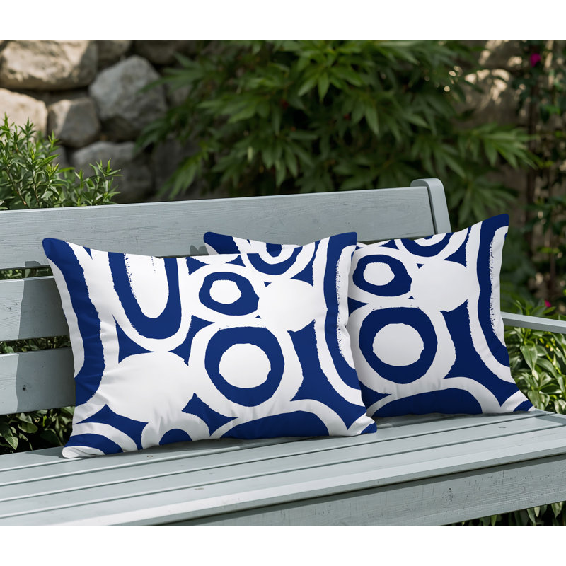 Ensemble de 2 coussins réversibles intérieur / extérieur Otto Tribal, 25x18, Navy Blue