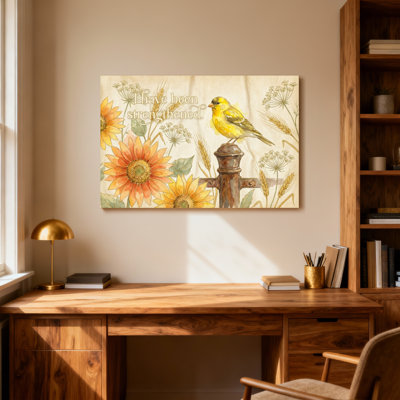 Texte et chiffres, tournesol, clôture, oiseau, art floral