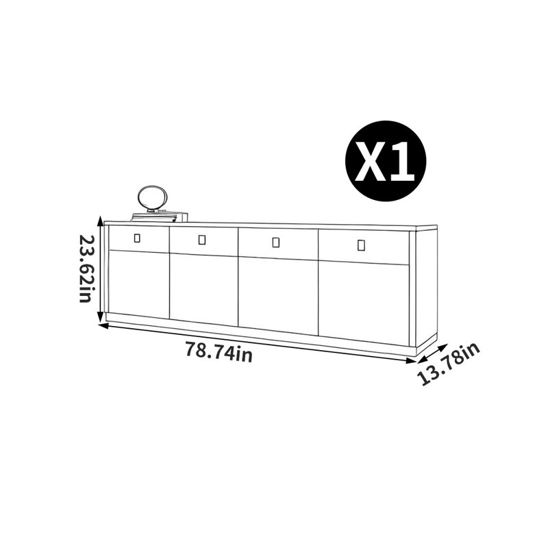 Meuble télé en similicuir de style américain, 78.74", Noir / blanc
