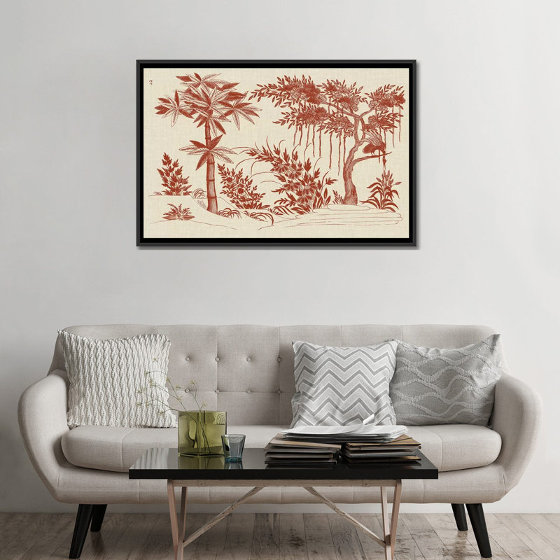 « ornement trees », impression sur toile, H 32 po x l 48 po x P 1,5 po, Papier d'art encadré noir, Pas de tapis