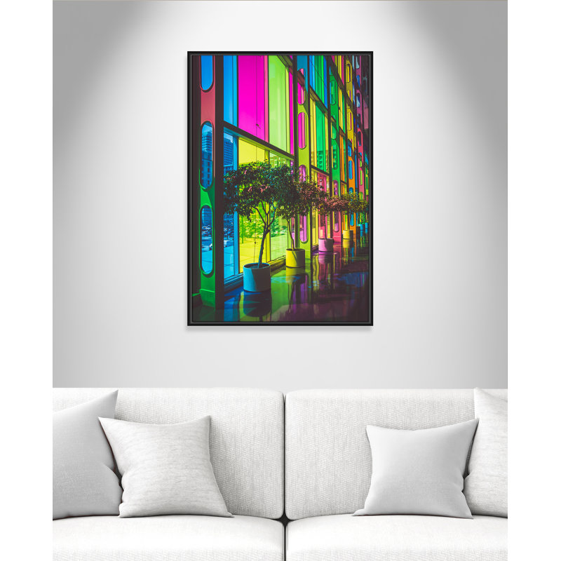 Colorful Façade Colorful Facade Framed On Paper by Felix Dubois Print, 37.5" H x 25.5" W x 2" D, Black Floater Framed, No Mat