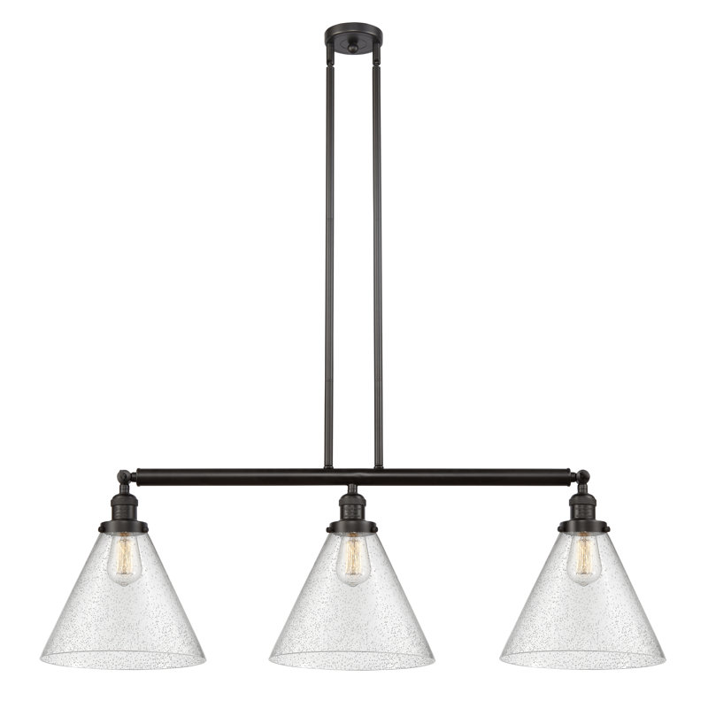 Luminaire suspendu linéaire à 3 lumières pour îlot de cuisine Lemmon, Ampoule non incluse, Grainé, Bronze huilé