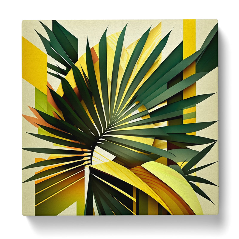 Palm Leaf Constructivism No.1 - Wrapped Canvas, 35cm H x 35cm W x 3cm D